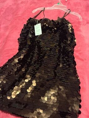 Brown Sequin Party Dress - Spaghetti Strap